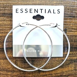 ESENTIALS Fine Silver Plated Hoops, 2.75", Brand New ♡